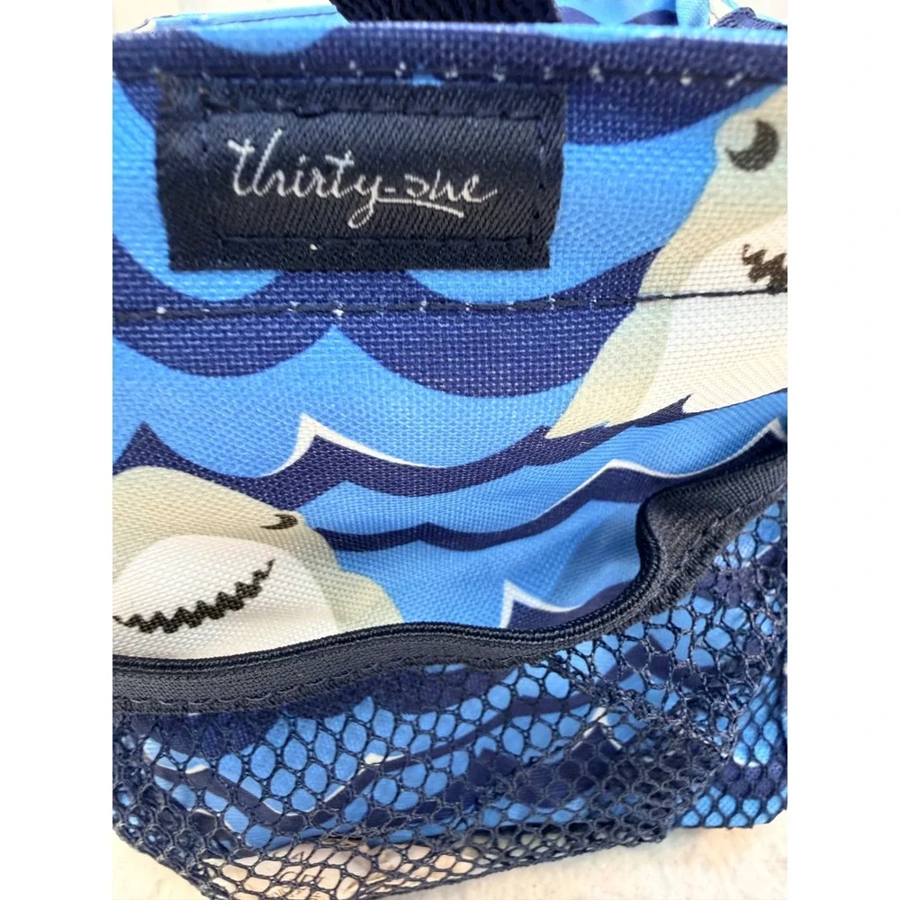 Thirty-One Littles Carry-All Caddy Blue Shark Wave Print Mini Tote Organizer